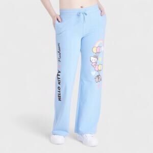 Sanrio Hello Kitty Pusheen Graphic Flare Leg Athleisure Lounge Pant Size XL Blue